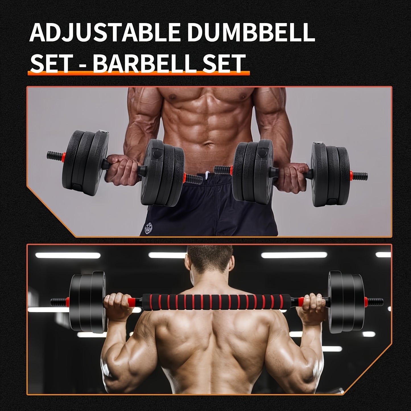 Adjustable Dumbbell to Barbell Set (5–44 lbs)
