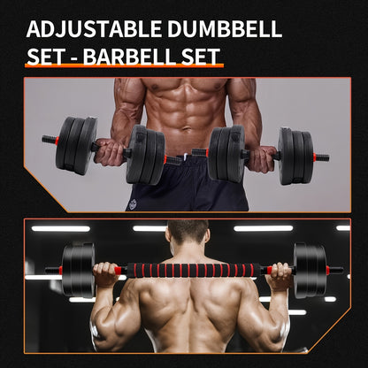 Adjustable Dumbbell to Barbell Set (5–44 lbs)