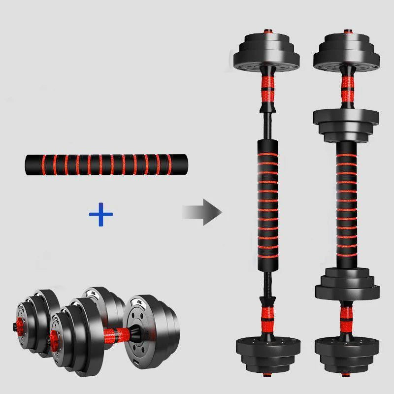 Adjustable Dumbbell to Barbell Set (5–44 lbs)