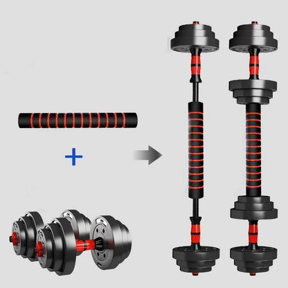 Adjustable Dumbbell to Barbell Set (5–44 lbs)