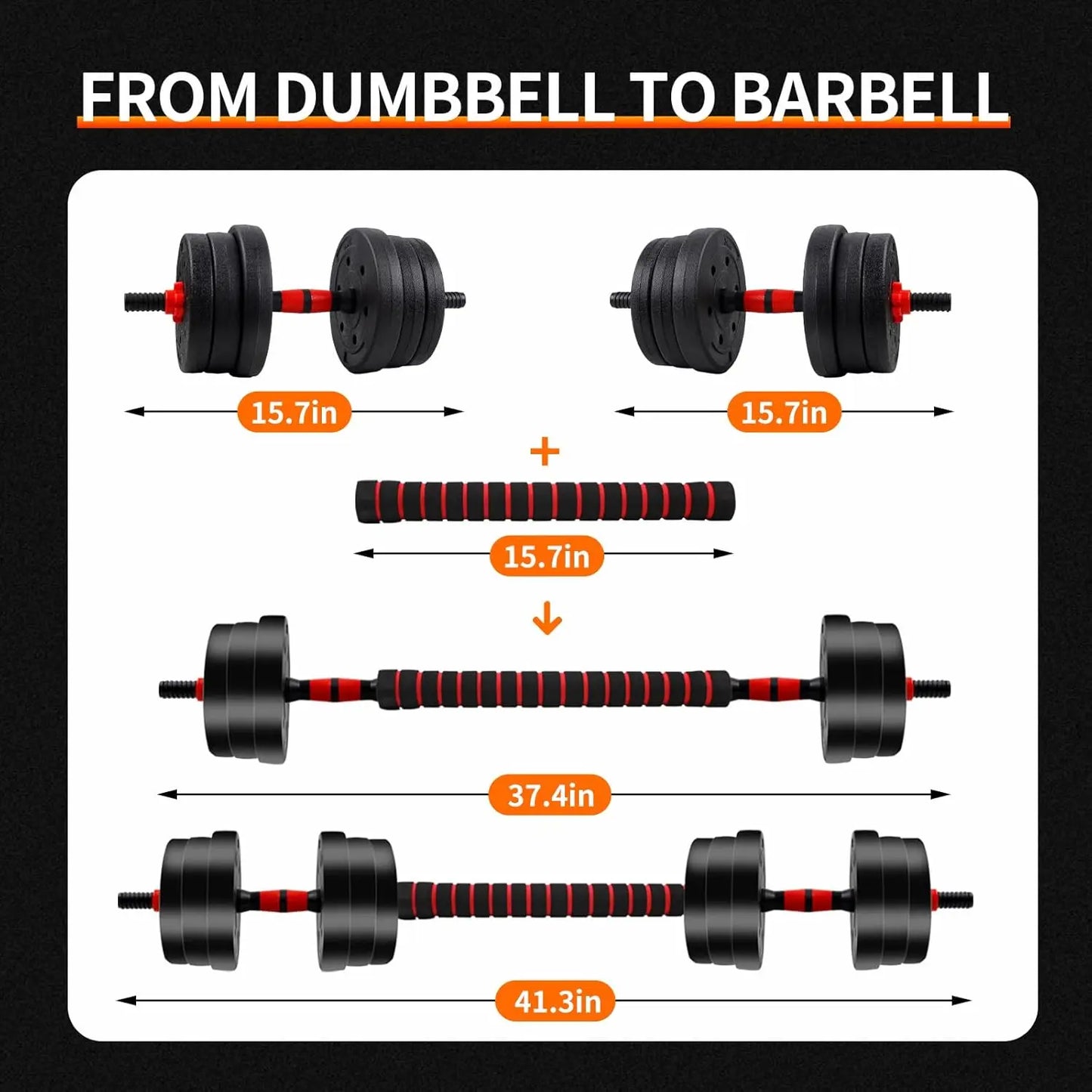 Adjustable Dumbbell to Barbell Set (5–44 lbs)