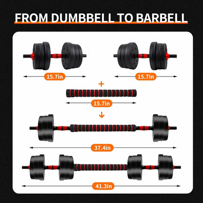 Adjustable Dumbbell to Barbell Set (5–44 lbs)