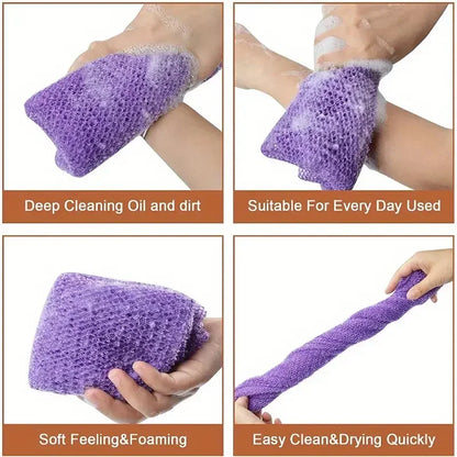 African Exfoliating Bath Sponge - Double-Sided Mesh Body Scrubber