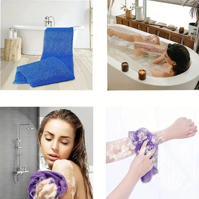 African Exfoliating Bath Sponge - Double-Sided Mesh Body Scrubber